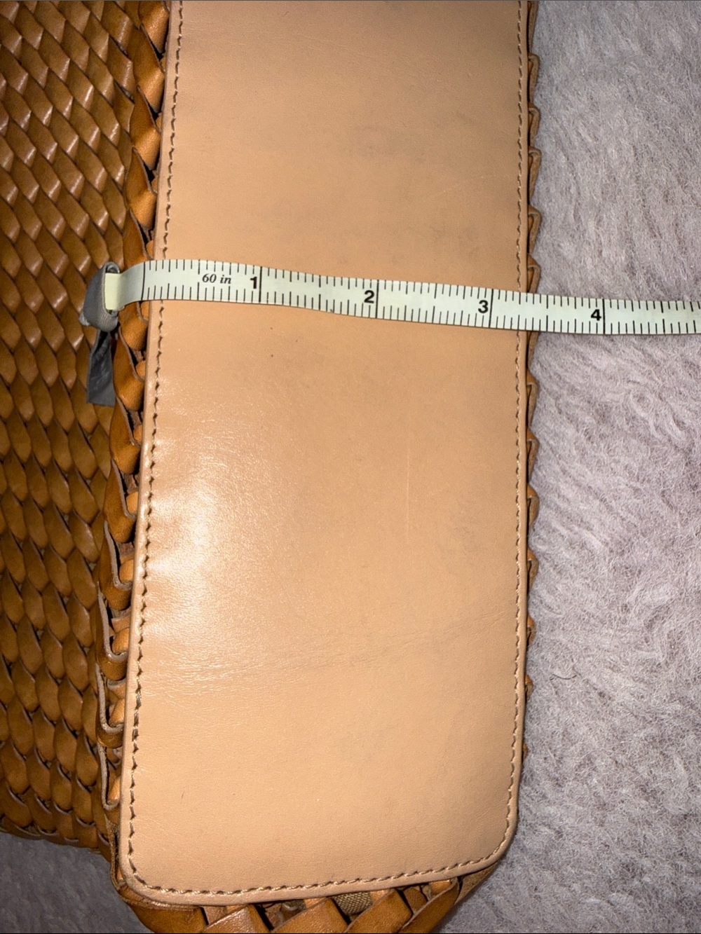 HOBO Woven Tan Leather Tote with Double Shoulder Straps - Picture 5 of 8